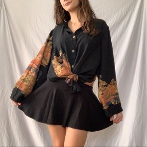 Oriental Cotton Button Down Top